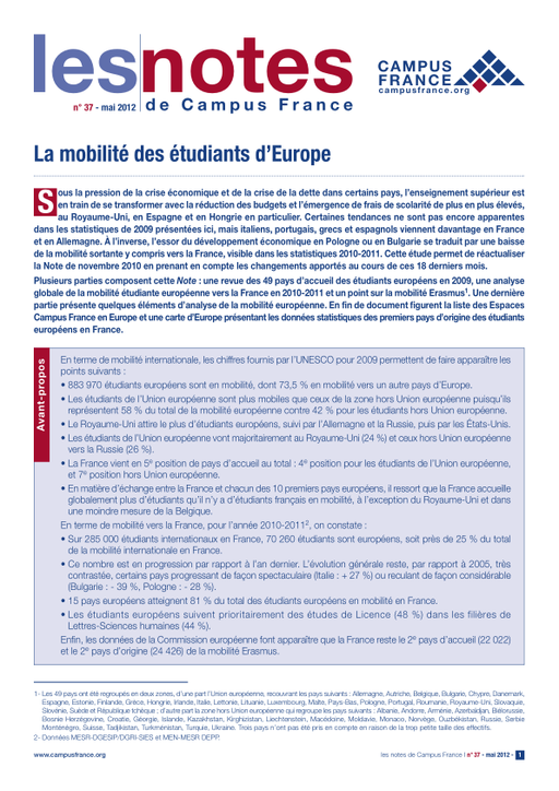 La mobilité des étudiants d’Europe