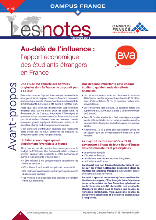 Au-delà de l’influence : l'apport économique des étudiants étrangers en France