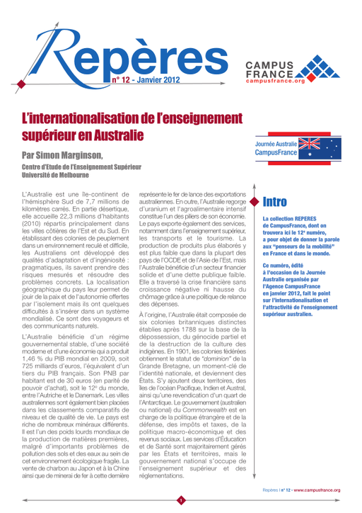 L’internationalisation de l’enseignement supérieur en Australie