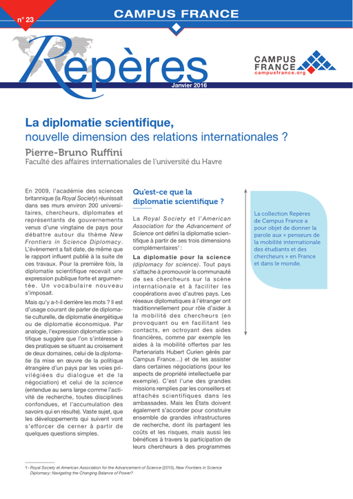 La diplomatie scientifique, nouvelle dimension des relations internationales ?